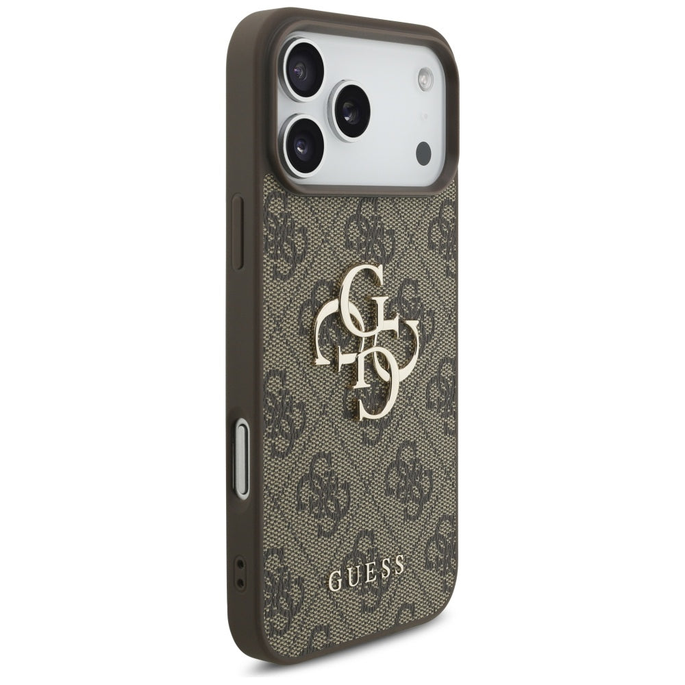 Husa pentru Apple iPhone 17 Pro Max, Guess, 4G Classic Logo with Pearl Strap, Maro