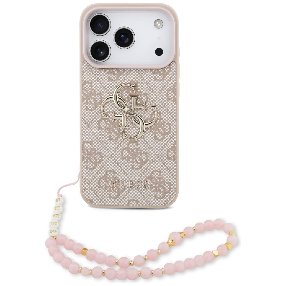 Husa pentru Apple iPhone 17 Pro Max, Guess, 4G Classic Logo with Strap, Roz