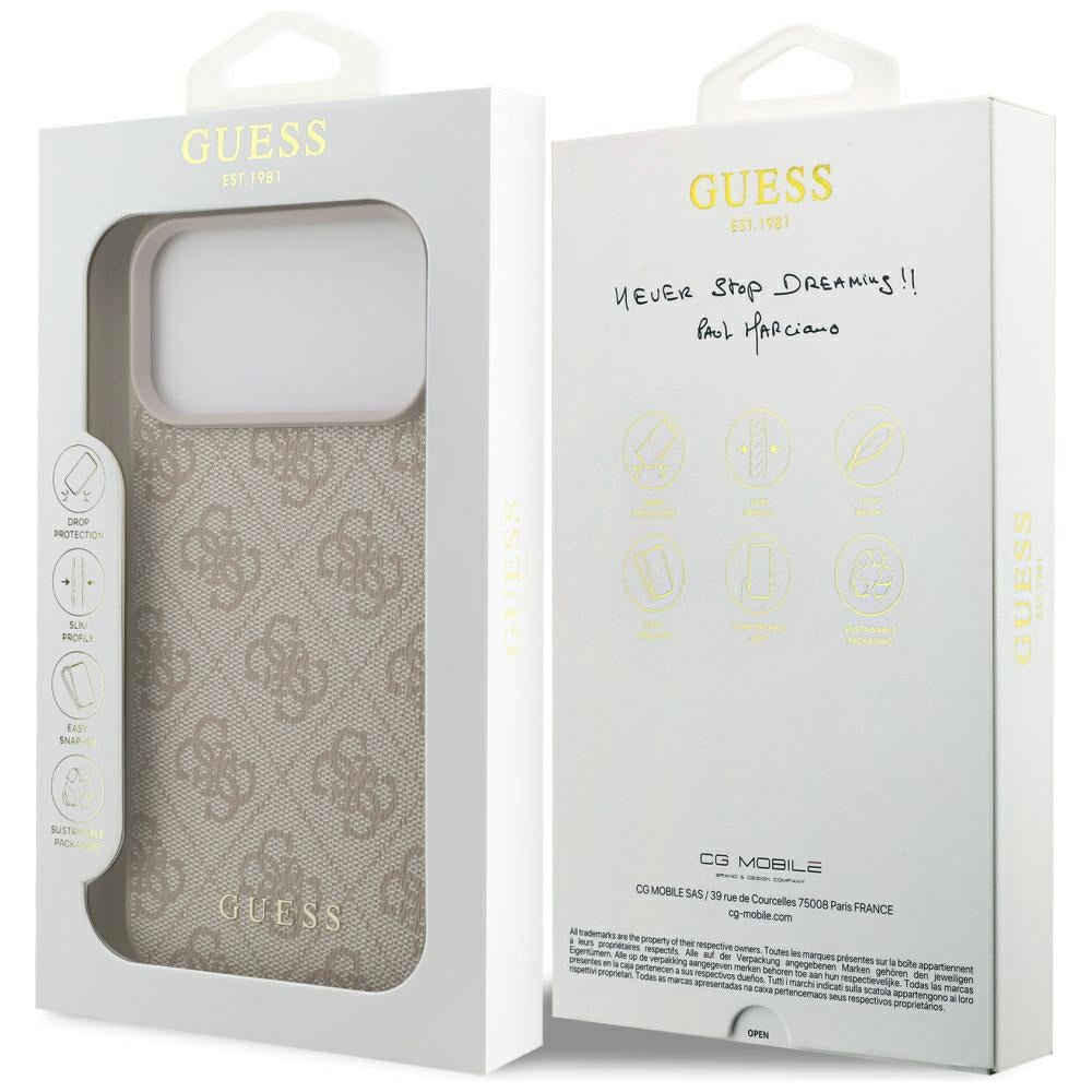 Husa pentru Apple iPhone 17 Pro Max, Guess, 4G Classic, Roz