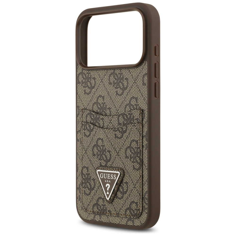 Husa pentru Apple iPhone 17 Pro Max, Guess, 4G Double Card Triangle, Maro