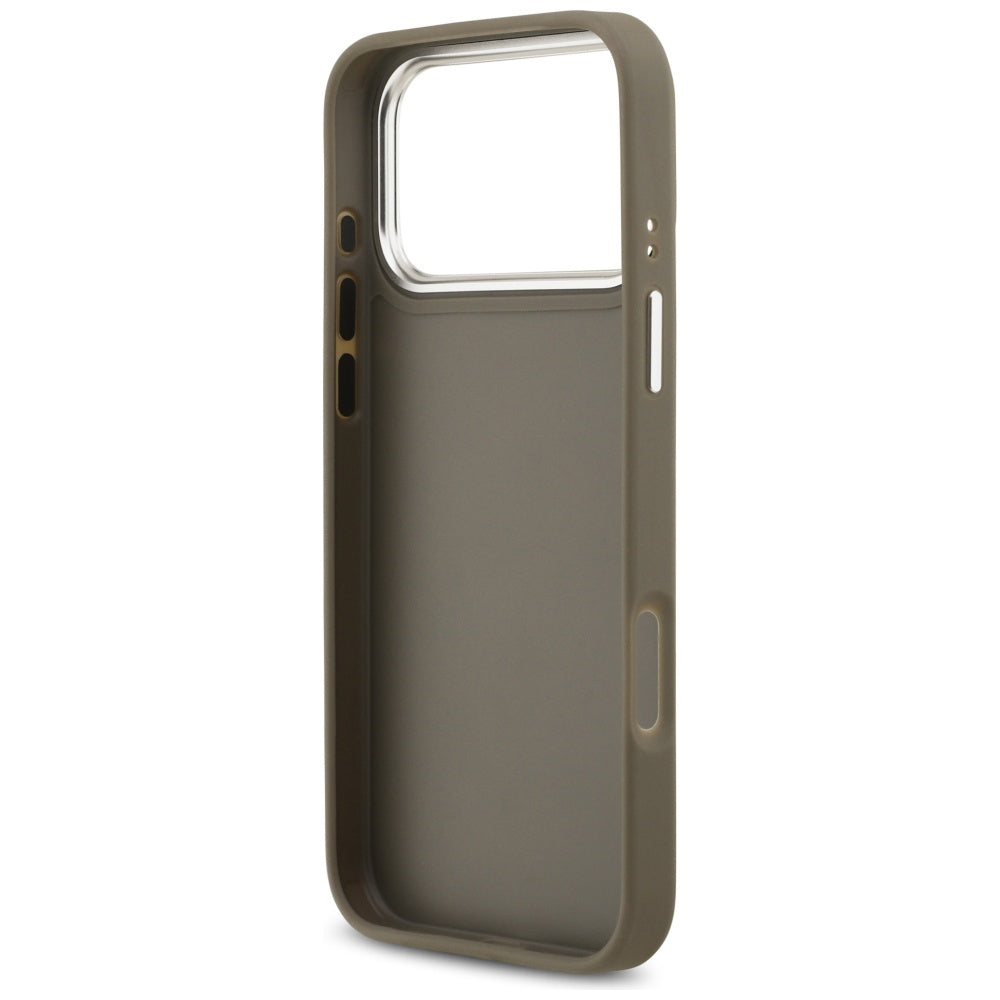 Husa pentru Apple iPhone 17 Pro Max, Guess, 4G Grained Big And Classic Logo, Maro Argintie