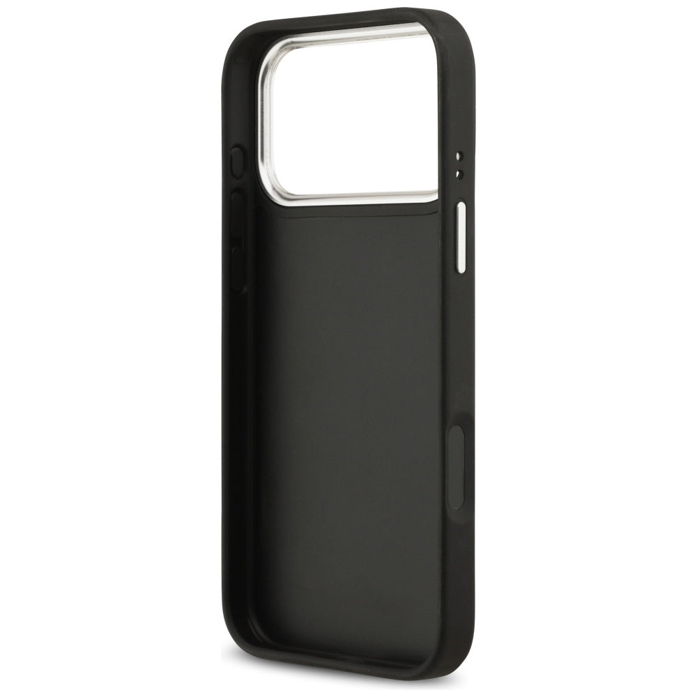 Husa pentru Apple iPhone 17 Pro Max, Guess, 4G Grained Big and Classic Logo, Neagra Argintie