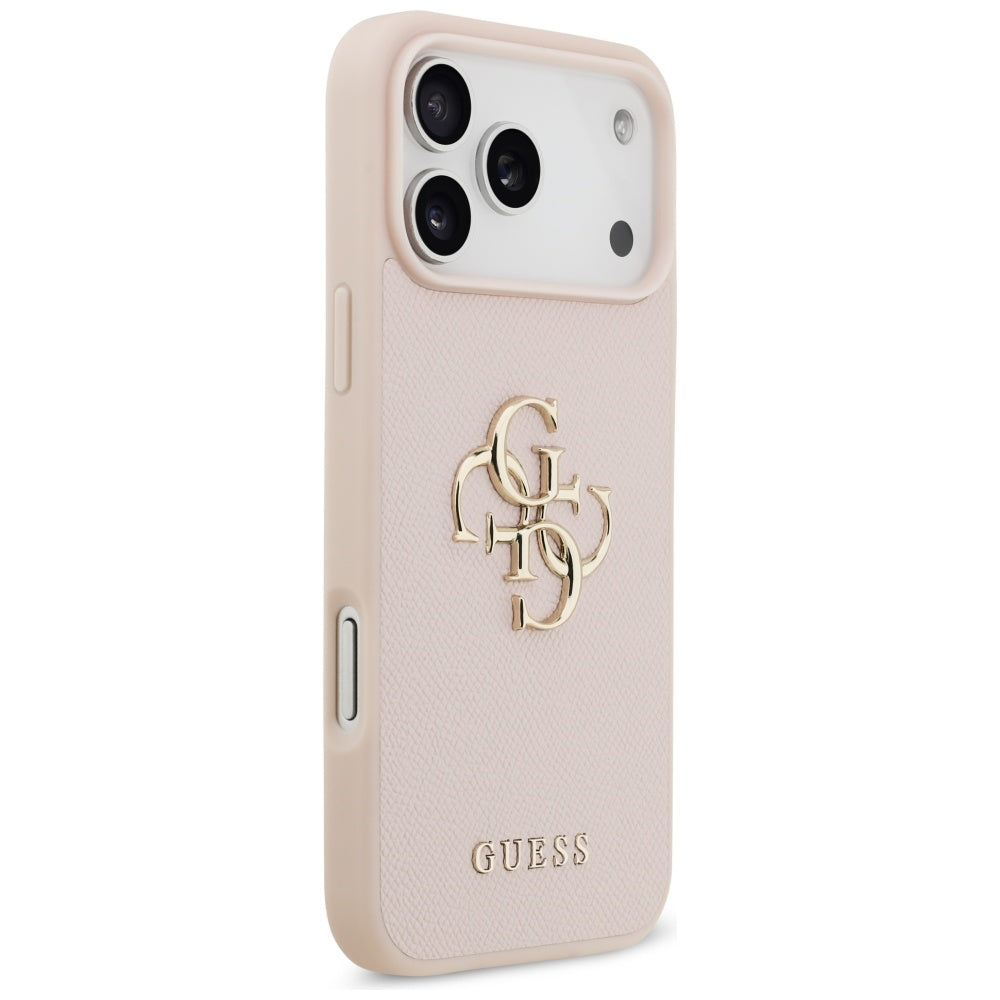 Husa pentru Apple iPhone 17 Pro Max, Guess, 4G Grained Big and Classic Logo, Roz