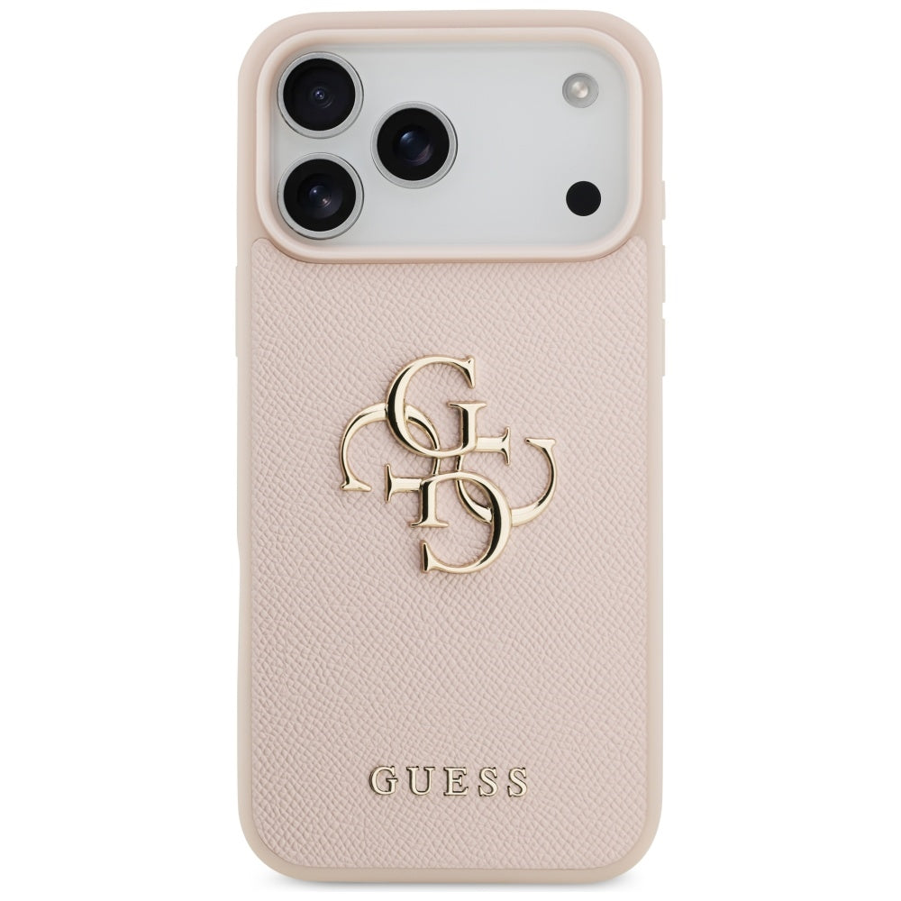 Husa pentru Apple iPhone 17 Pro Max, Guess, 4G Grained Big and Classic Logo, Roz