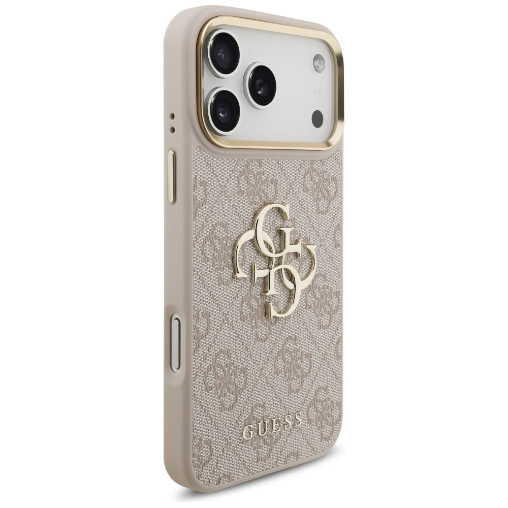 Husa pentru Apple iPhone 17 Pro Max, Guess, Big 4G Classic Logo with Big Strap, Roz