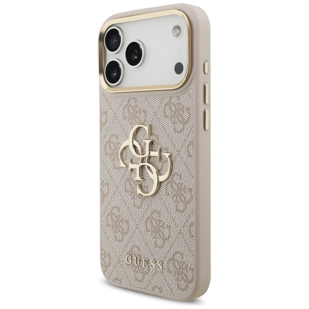 Husa pentru Apple iPhone 17 Pro Max, Guess, Big 4G Classic Logo with Big Strap, Roz