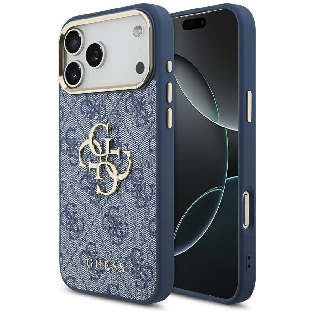 Husa pentru Apple iPhone 17 Pro Max, Guess, Big 4G Logo Classic, Albastra Aurie