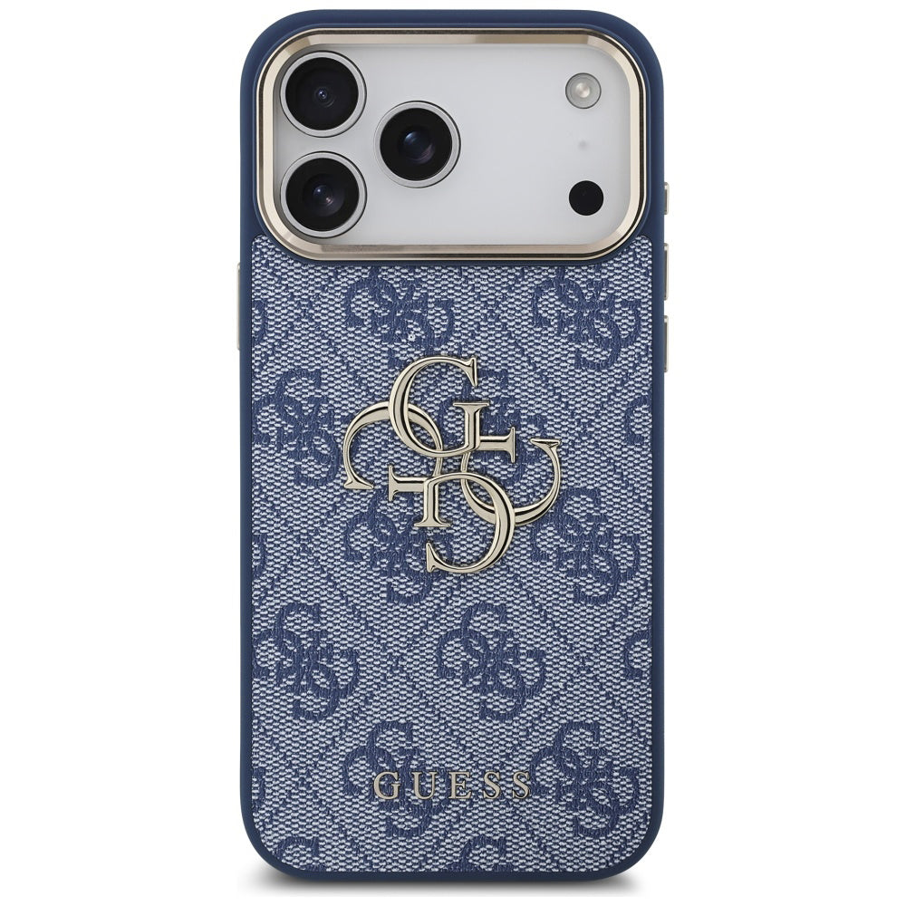 Husa pentru Apple iPhone 17 Pro Max, Guess, Big 4G Logo Classic, Albastra Aurie