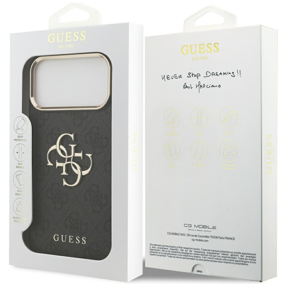 Husa pentru Apple iPhone 17 Pro Max, Guess, Big 4G Logo Classic, Neagra Aurie