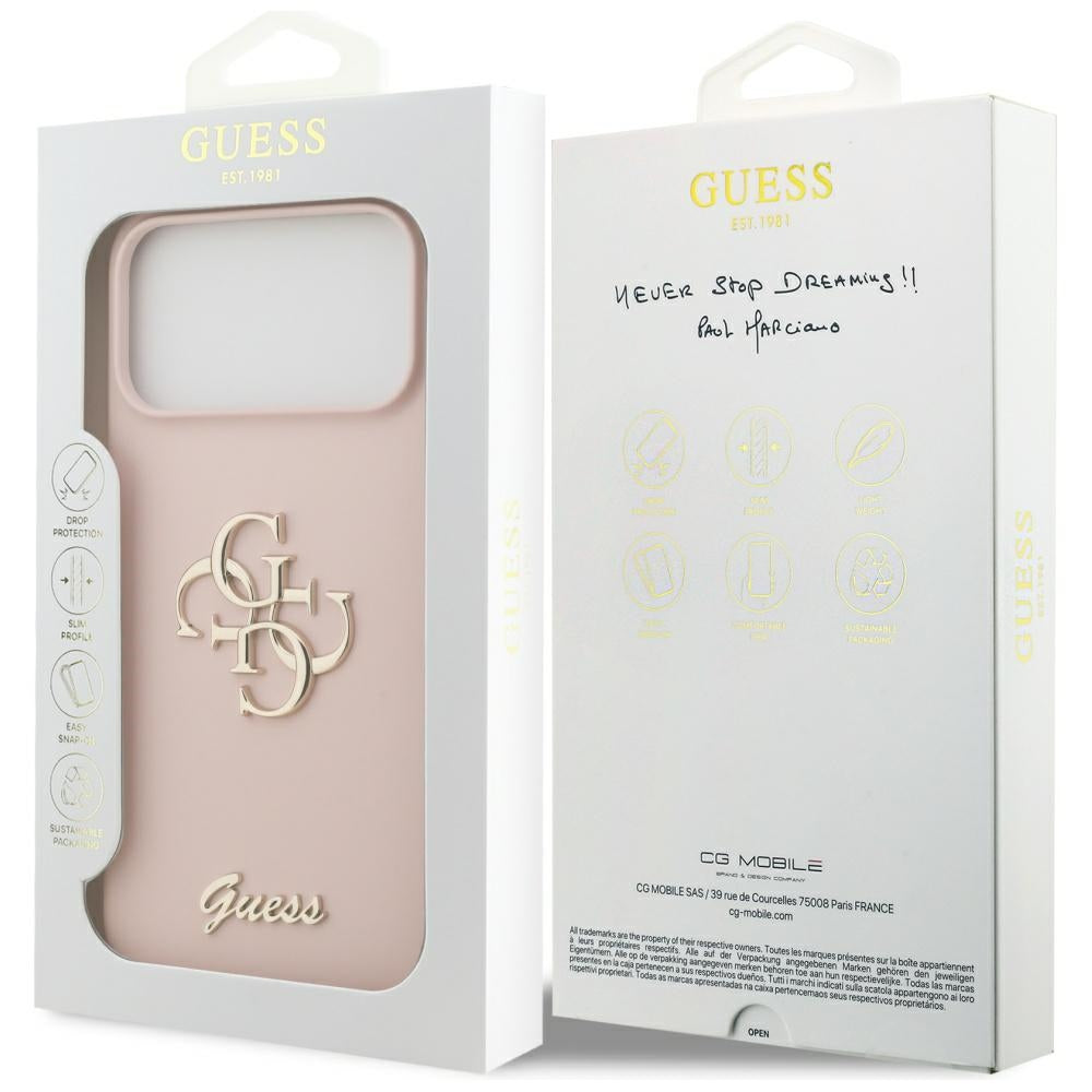 Husa pentru Apple iPhone 17 Pro Max, Guess, Big 4G Script, Roz Deschis