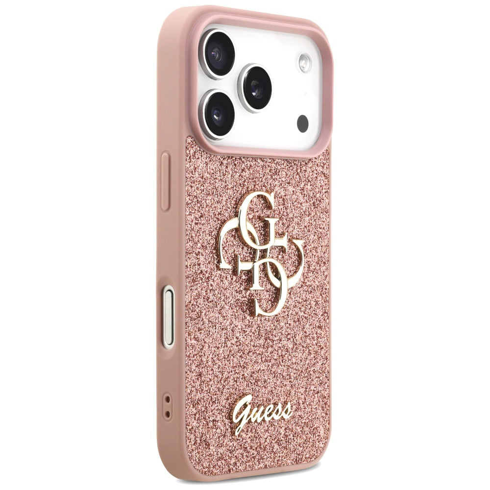 Husa pentru Apple iPhone 17 Pro Max, Guess, Fixed Glitter Big 4G, Roz