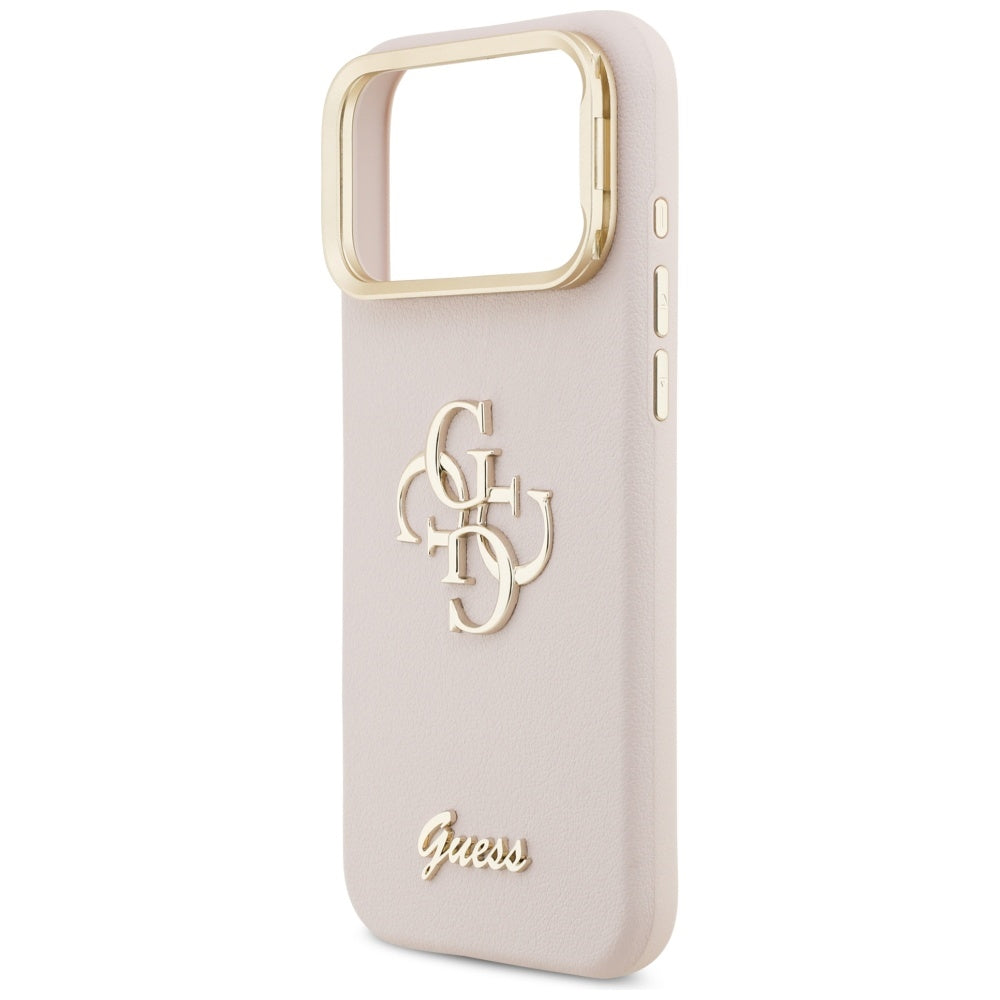 Husa pentru Apple iPhone 17 Pro Max, Guess, Grained Big 4G Stand Camera, Roz