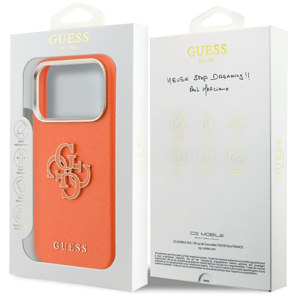 Husa pentru Apple iPhone 17 Pro Max, GUESS, Resin Logo, Portocalie