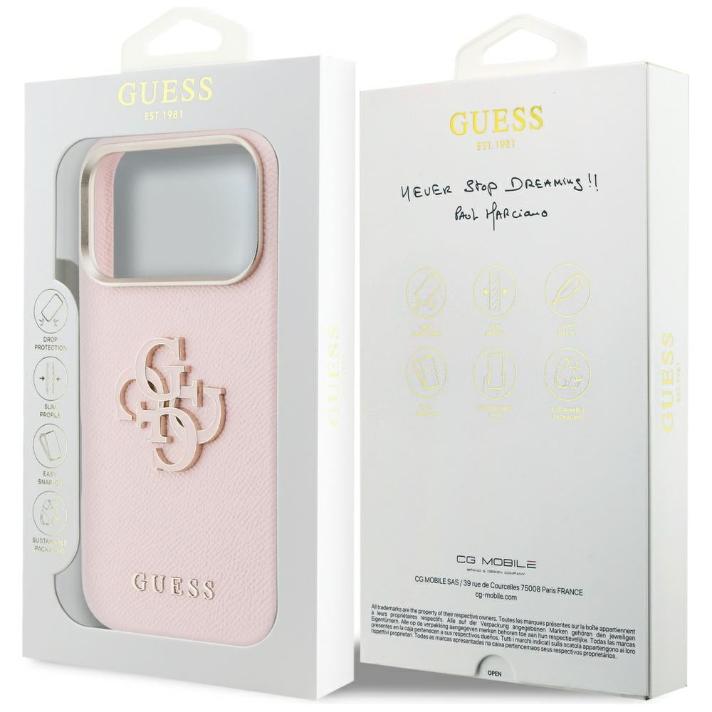 Husa pentru Apple iPhone 17 Pro, Guess, Resin Logo, Roz
