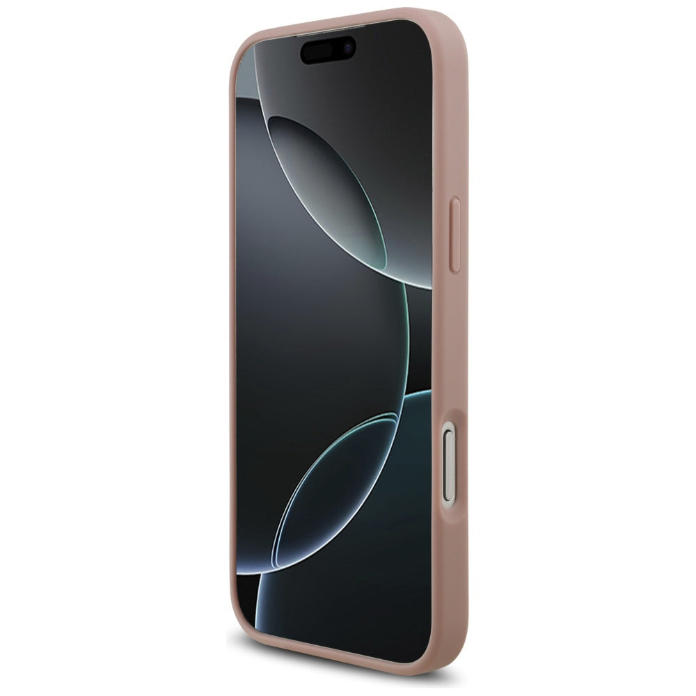Husa pentru Apple iPhone 17 Pro Max, Guess, Rhinestone Triangle Logo, Roz