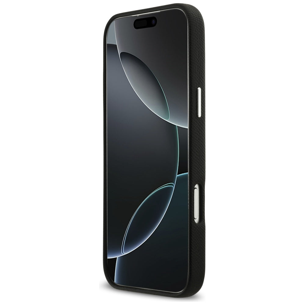 Husa pentru Apple iPhone 17 Pro Max, Karl Lagerfeld, FW Grained Signature Logo, Neagra