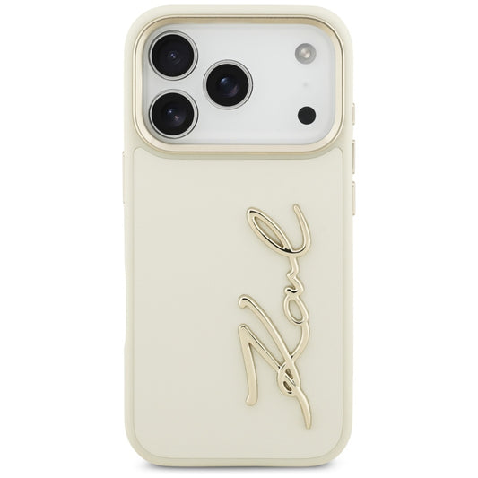 Husa pentru Apple iPhone 17 Pro Max, Karl Lagerfeld, Script Logo, Bej