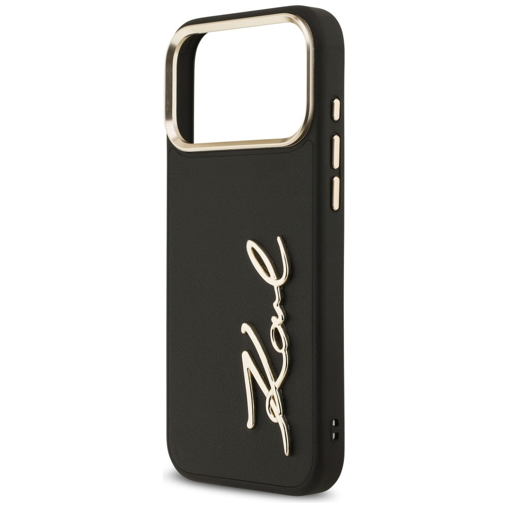 Husa pentru Apple iPhone 17 Pro Max, Karl Lagerfeld, Script Logo, Neagra