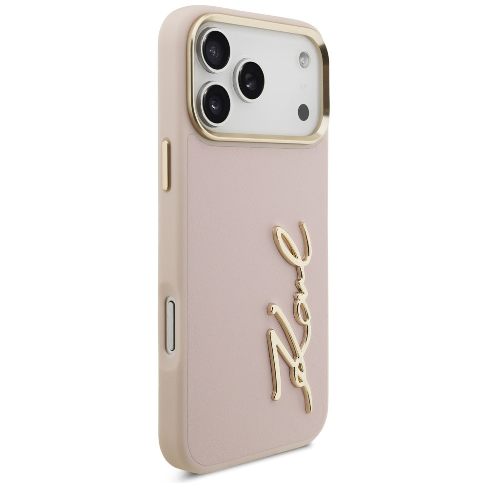 Husa pentru Apple iPhone 17 Pro Max, Karl Lagerfeld, Script Logo, Roz