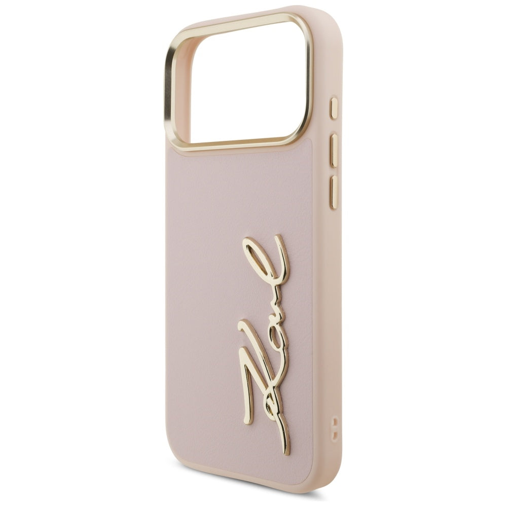 Husa pentru Apple iPhone 17 Pro Max, Karl Lagerfeld, Script Logo, Roz