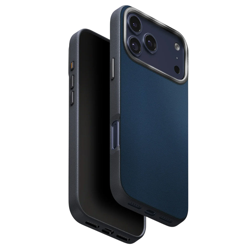 Husa pentru Apple iPhone 17 Pro, UNIQ, Lyden Leatherette, Albastra Neagra