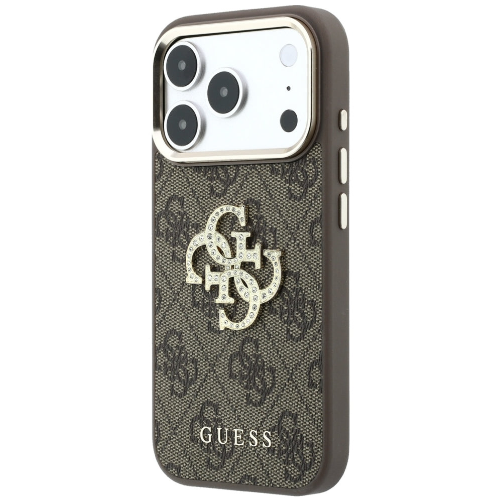 Husa pentru Apple iPhone 18 Pro / 17 Pro, Guess, 4G Big Strass Logo, Maro