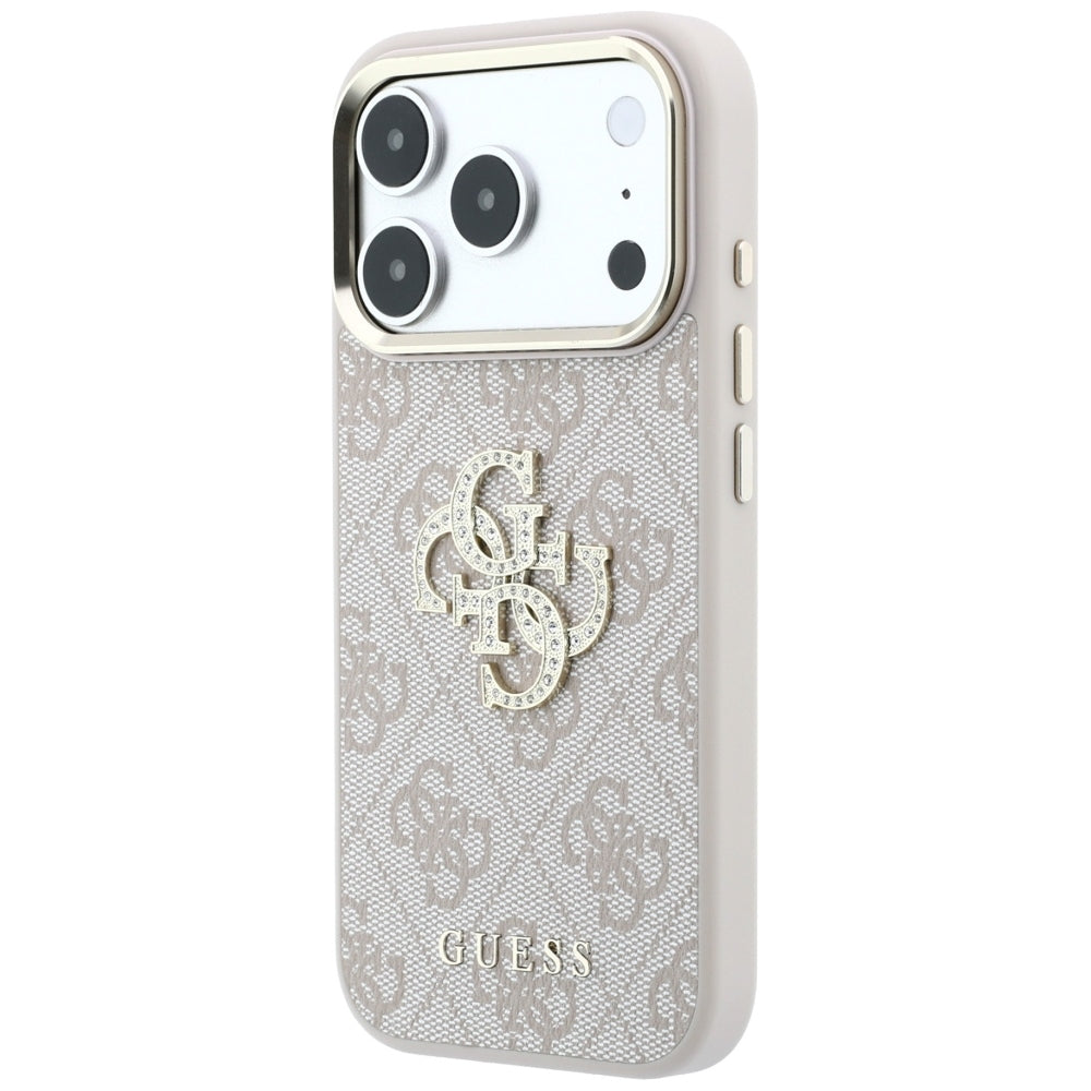 Husa pentru Apple iPhone 18 Pro / 17 Pro, Guess, 4G Big Strass Logo, Roz