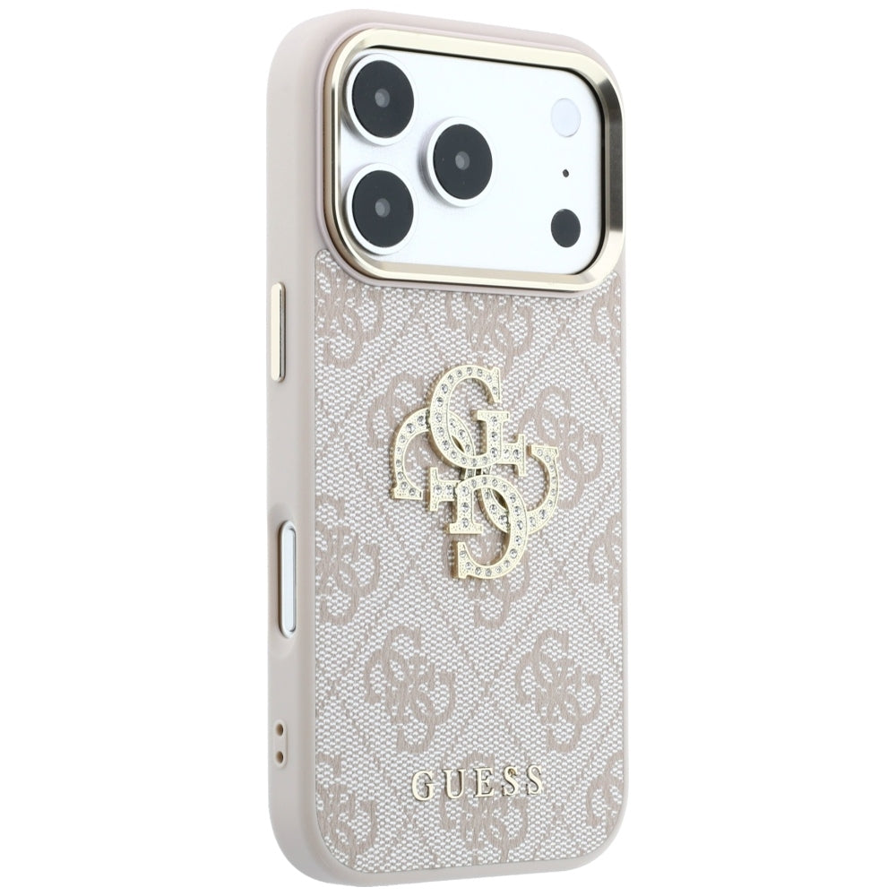 Husa pentru Apple iPhone 18 Pro / 17 Pro, Guess, 4G Big Strass Logo, Roz