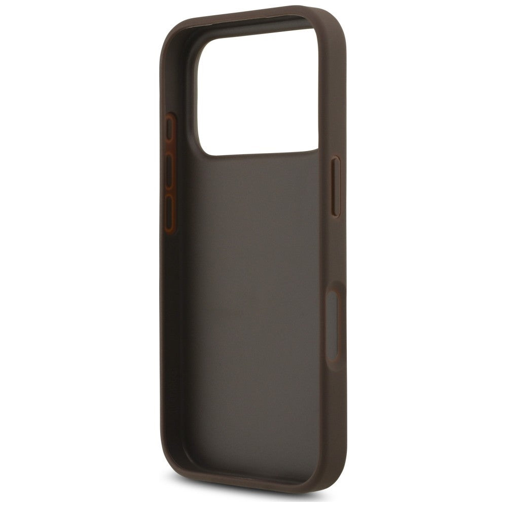 Husa pentru Apple iPhone 18 Pro / 17 Pro, Guess, 4G Classic Logo with Strap, Maro