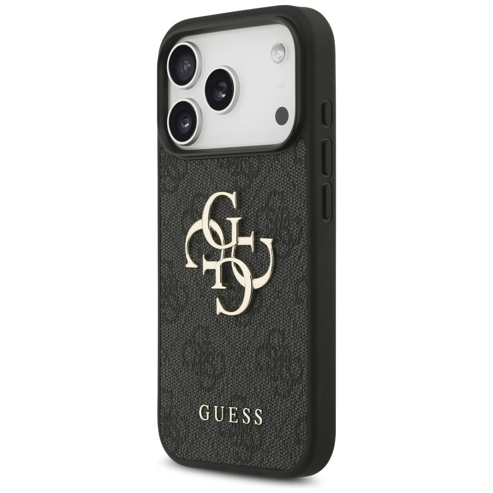 Husa pentru Apple iPhone 18 Pro / 17 Pro, Guess, 4G Classic Logo with Strap, Neagra