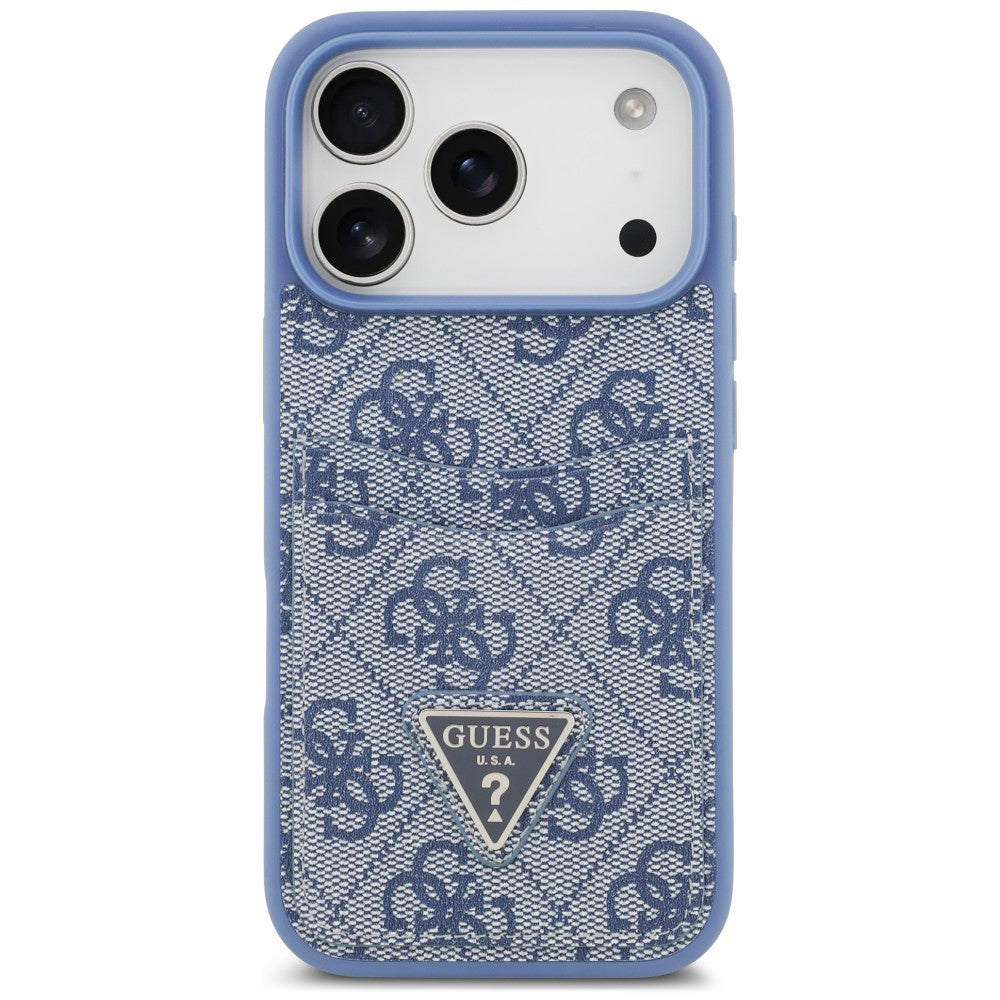 Husa pentru Apple iPhone 18 Pro / 17 Pro, Guess, 4G Double Card Triangle, Albastra