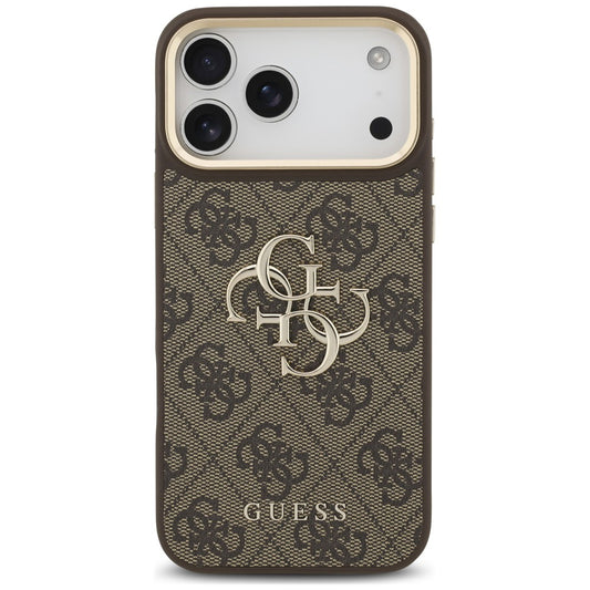 Husa pentru Apple iPhone 18 Pro / 17 Pro, Guess, Big 4G Classic Logo & Big Strap Metal Buttons, Maro