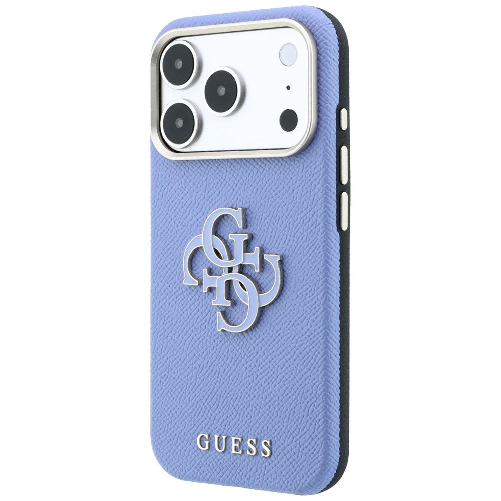 Husa pentru Apple iPhone 18 Pro / 17 Pro, Guess, Grained Big Resin Logo, Bleu