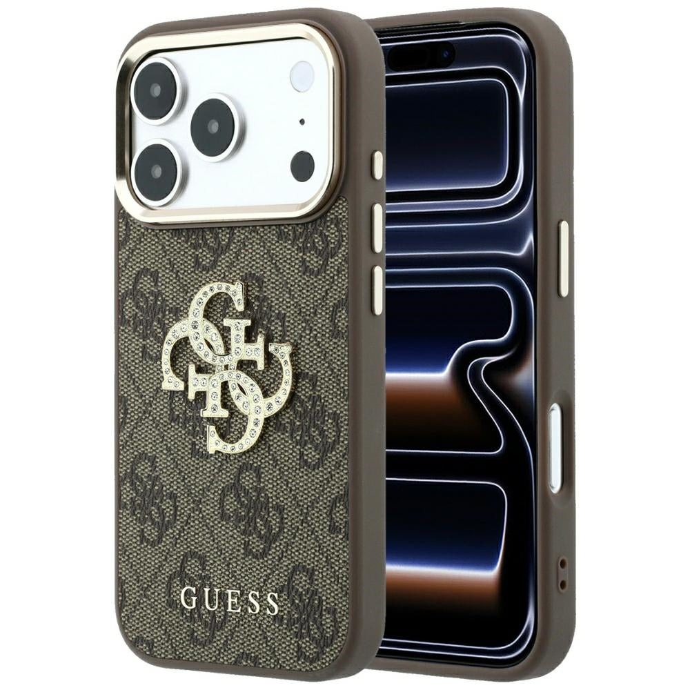 Husa pentru Apple iPhone 18 Pro Max / 17 Pro Max, Guess, 4G Big Strass Logo, Maro