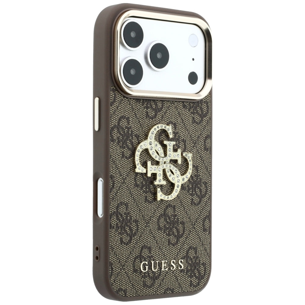 Husa pentru Apple iPhone 18 Pro Max / 17 Pro Max, Guess, 4G Big Strass Logo, Maro