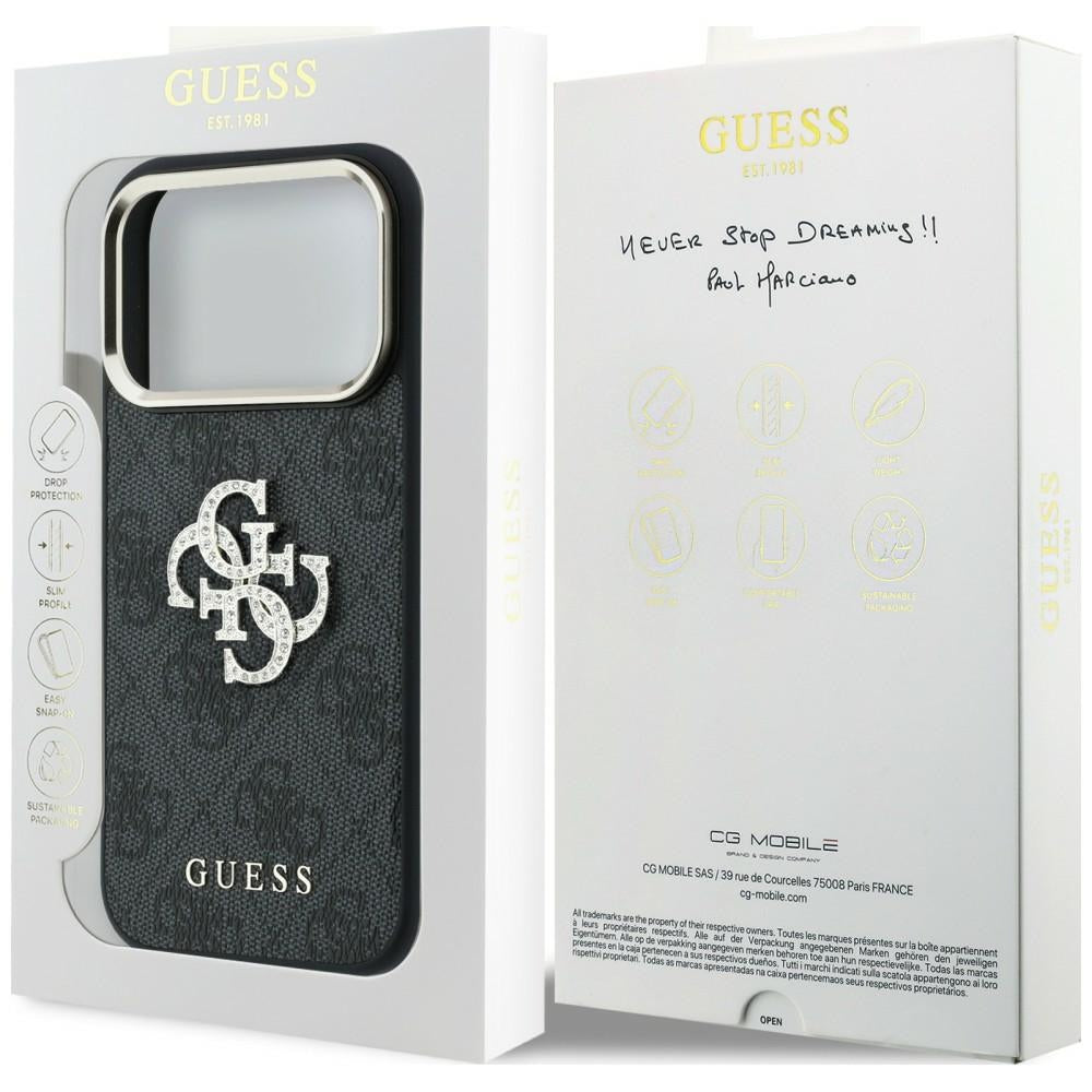 Husa pentru Apple iPhone 18 Pro Max / 17 Pro Max, Guess, 4G Big Strass Logo, Neagra