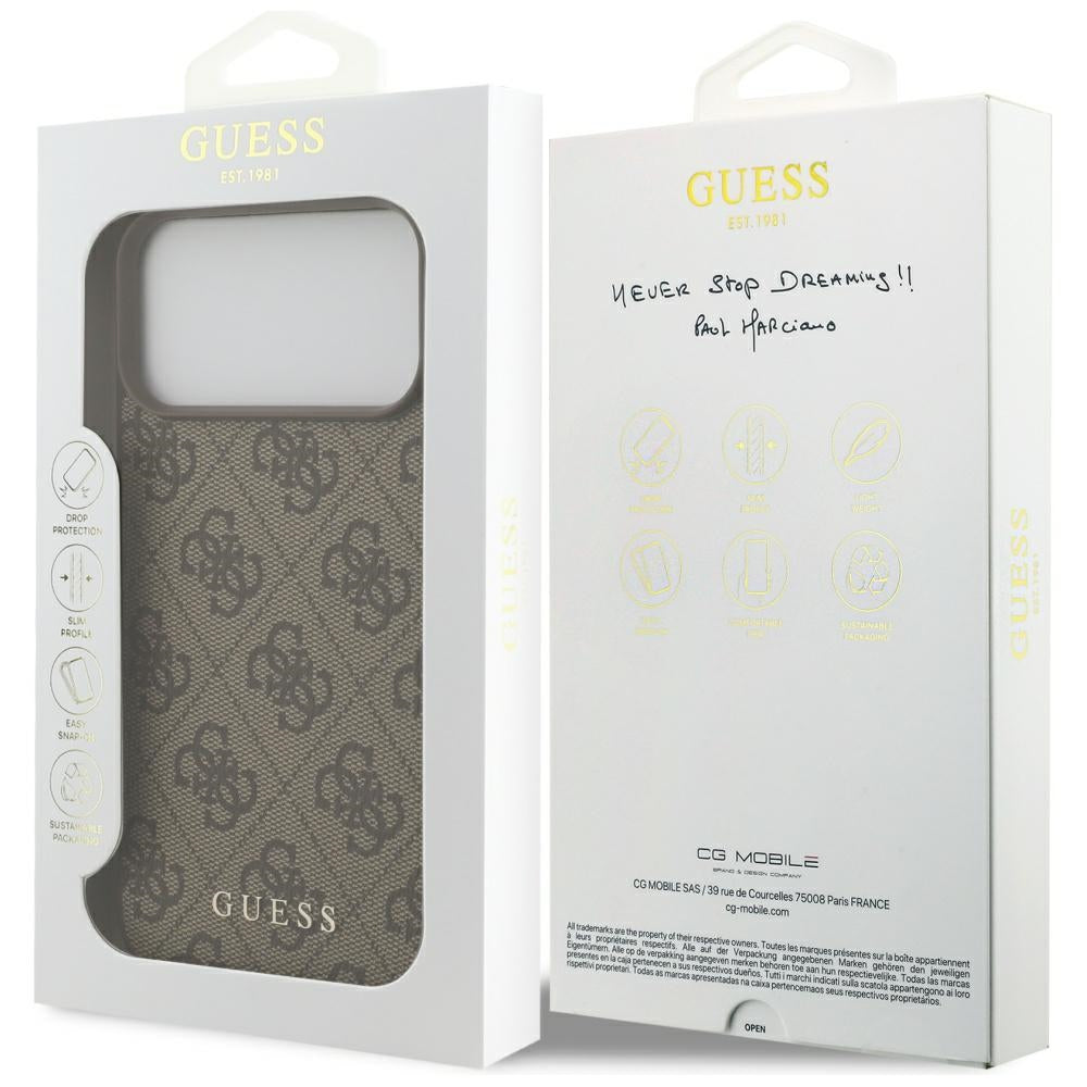 Husa pentru Apple iPhone 18 Pro Max / 17 Pro Max, Guess, 4G Classic Logo, Maro