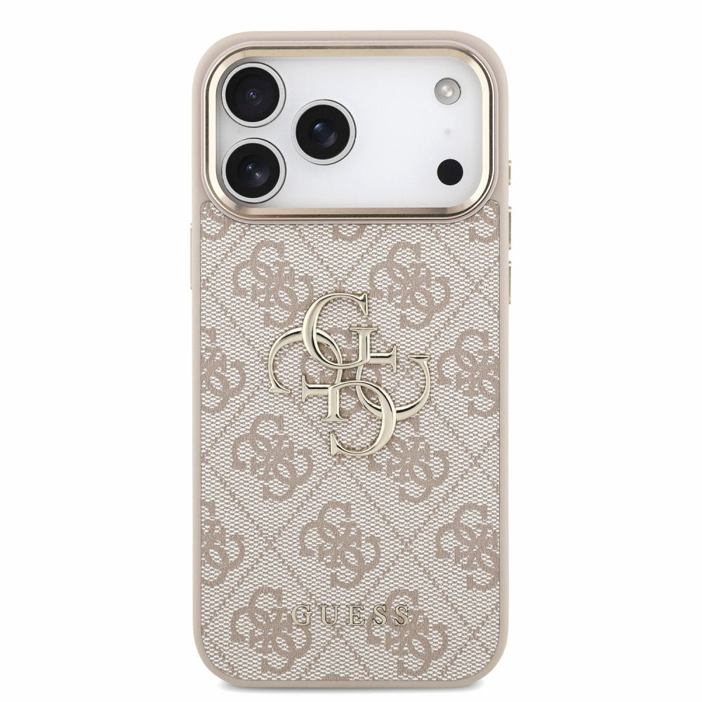 Husa pentru Apple iPhone 18 Pro Max / 17 Pro Max, Guess, 4G Classic Logo with Strap, Roz Aurie