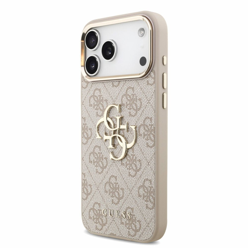 Husa pentru Apple iPhone 18 Pro Max / 17 Pro Max, Guess, 4G Classic Logo with Strap, Roz Aurie