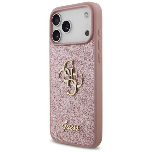 Husa pentru Apple iPhone 18 Pro Max / 17 Pro Max, Guess, Fixed Glitter Big 4G, Roz