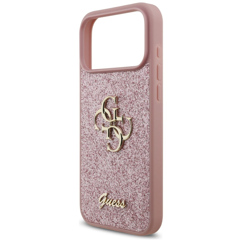 Husa pentru Apple iPhone 18 Pro Max / 17 Pro Max, Guess, Fixed Glitter Big 4G, Roz