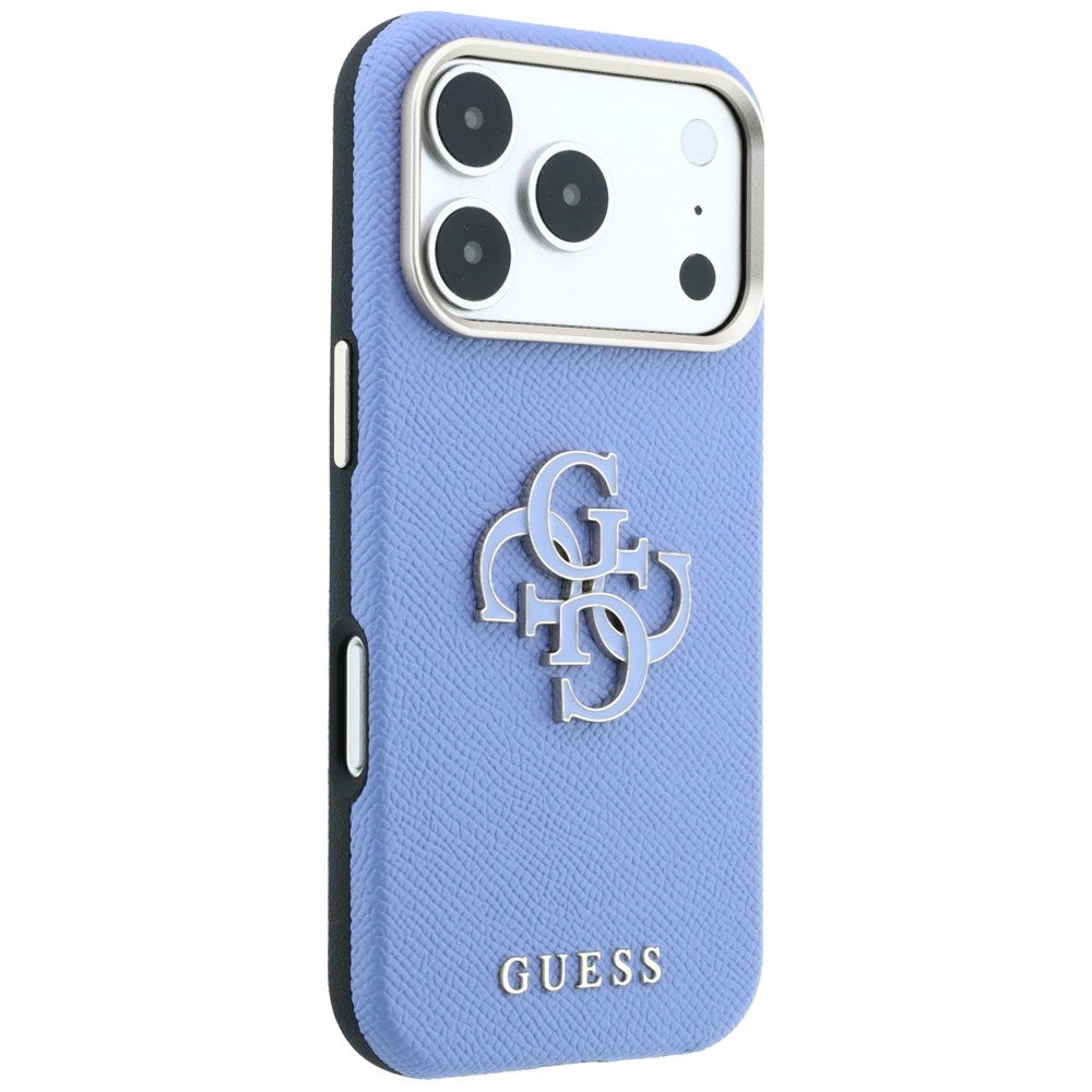 Husa pentru Apple iPhone 18 Pro Max / 17 Pro Max, Guess, Grained Big Resin Logo, Bleu