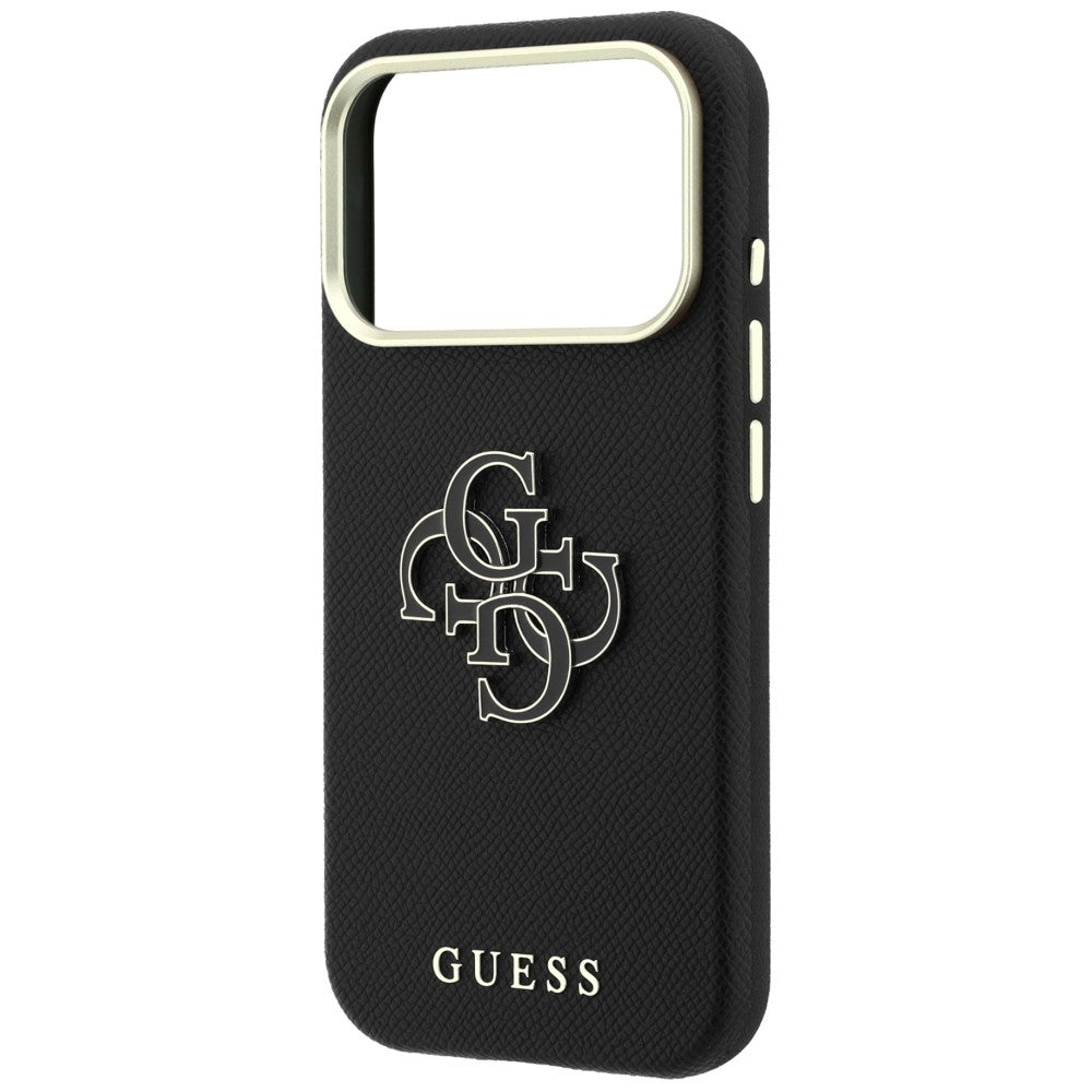 Husa pentru Apple iPhone 18 Pro Max / 17 Pro Max, Guess, Grained Big Resin Logo, Neagra