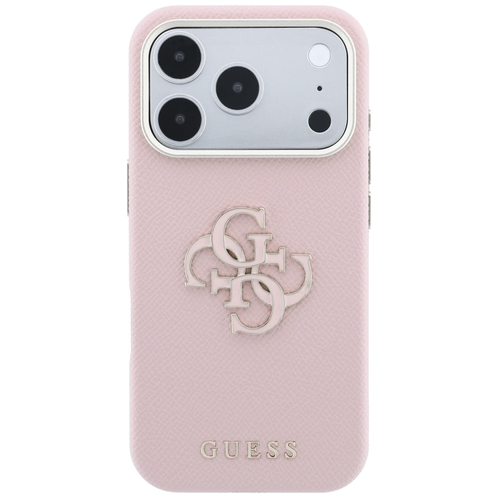 Husa pentru Apple iPhone 18 Pro Max / 17 Pro Max, Guess, Grained Big Resin Logo, Roz
