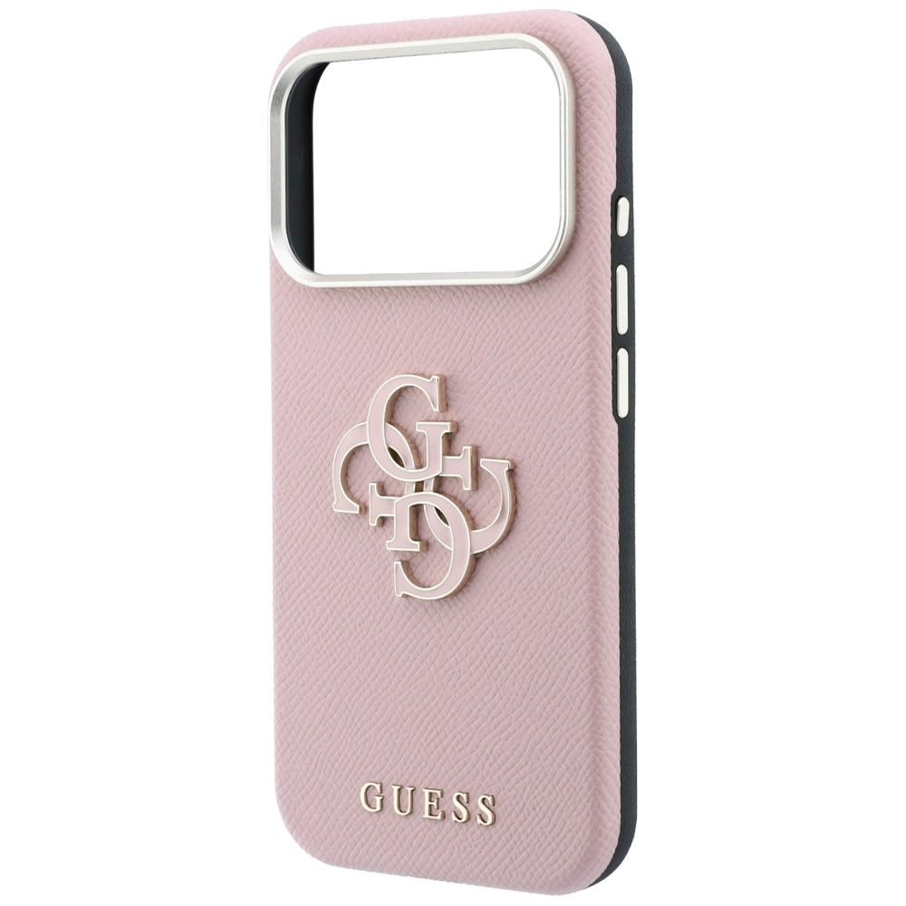 Husa pentru Apple iPhone 18 Pro Max / 17 Pro Max, Guess, Grained Big Resin Logo, Roz