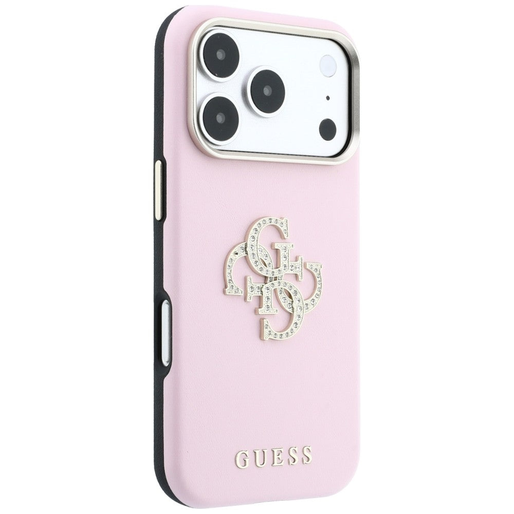 Husa pentru Apple iPhone 18 Pro Max / 17 Pro Max, Guess, Smooth Big Strass Logo, Roz