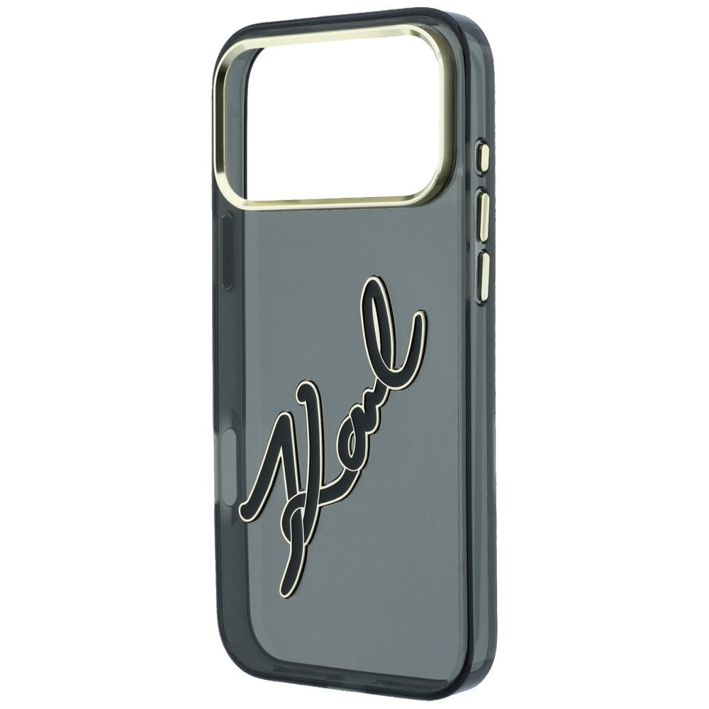 Husa pentru Apple iPhone 18 Pro Max / 17 Pro Max, Karl Lagerfeld, IML Big Signature Resin Logo Metal Frame, Neagra