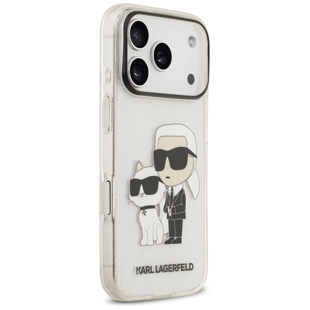 Husa pentru Apple iPhone 18 Pro Max / 17 Pro Max, Karl Lagerfeld, IML Glitter Karl and Choupette NFT, Transparenta