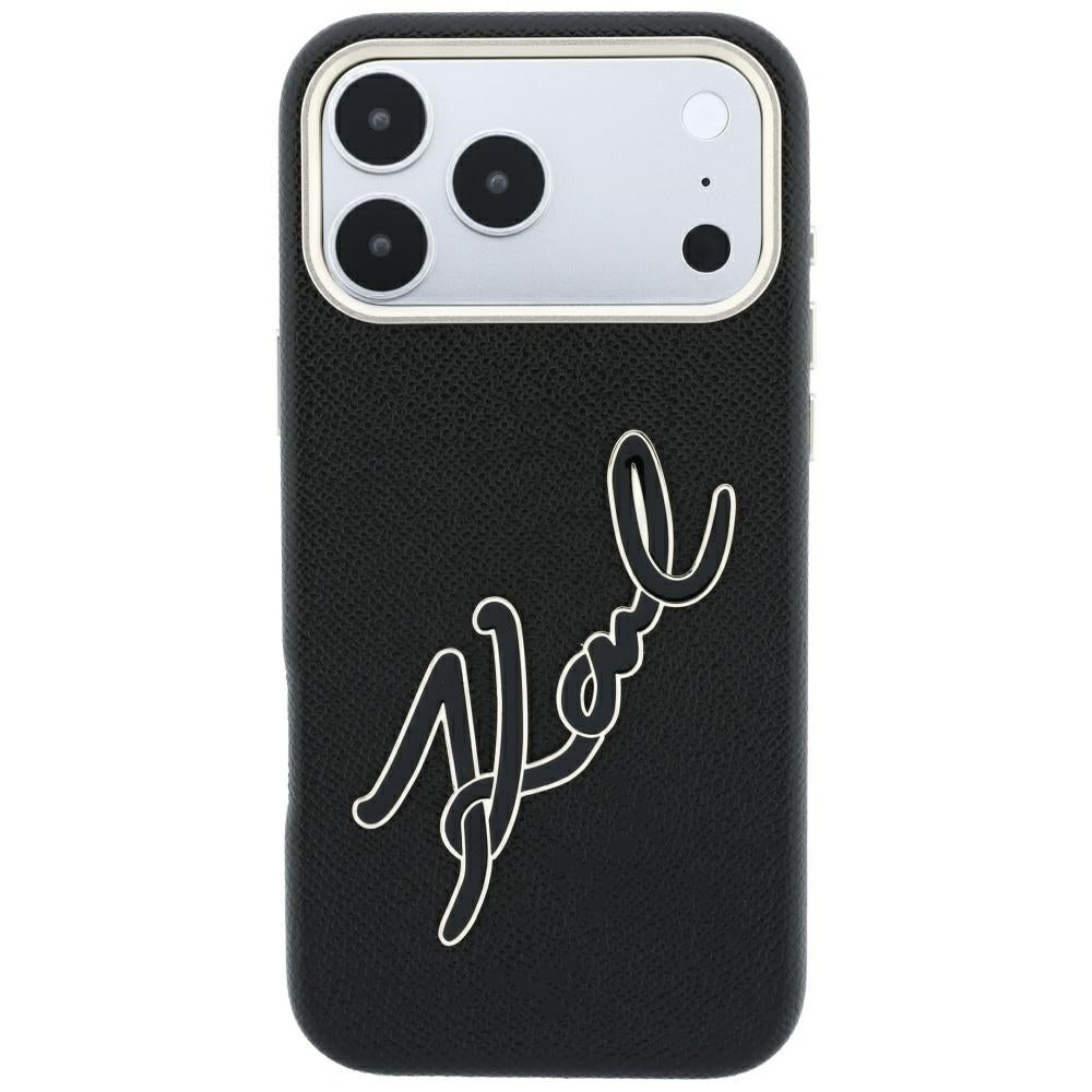 Husa pentru Apple iPhone 18 Pro Max / 17 Pro Max, Karl Lagerfeld, Smooth Big Resin Signature Logo, Neagra
