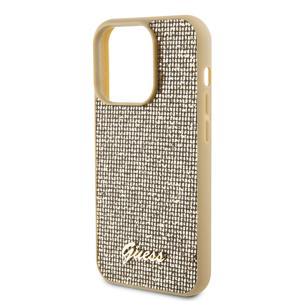 Husa pentru Apple iPhone 15 Pro, Guess, PU Square Mirror Script Logo, Aurie GUHCP15LPMSDGSD